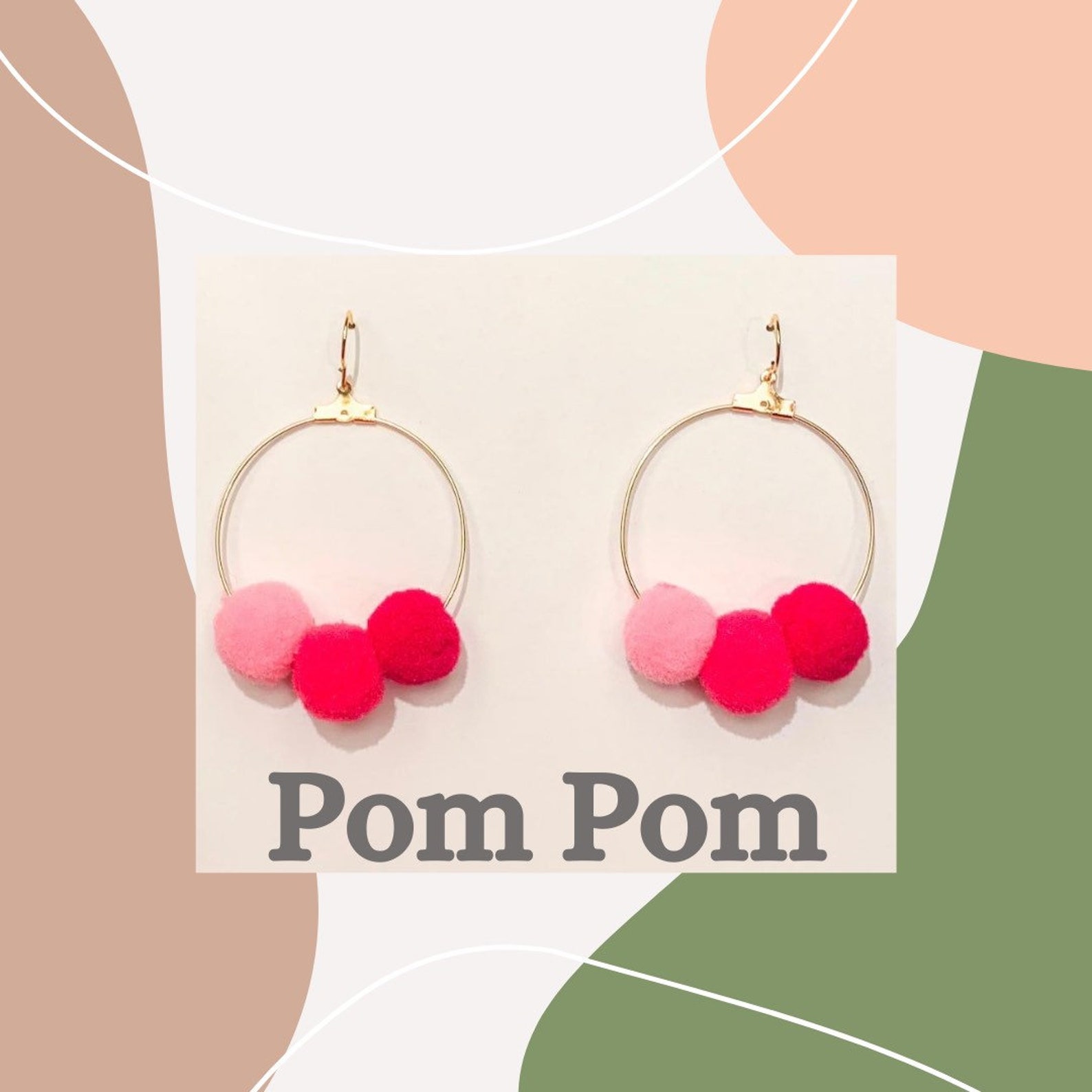 Pom Pom Earrings Etsy