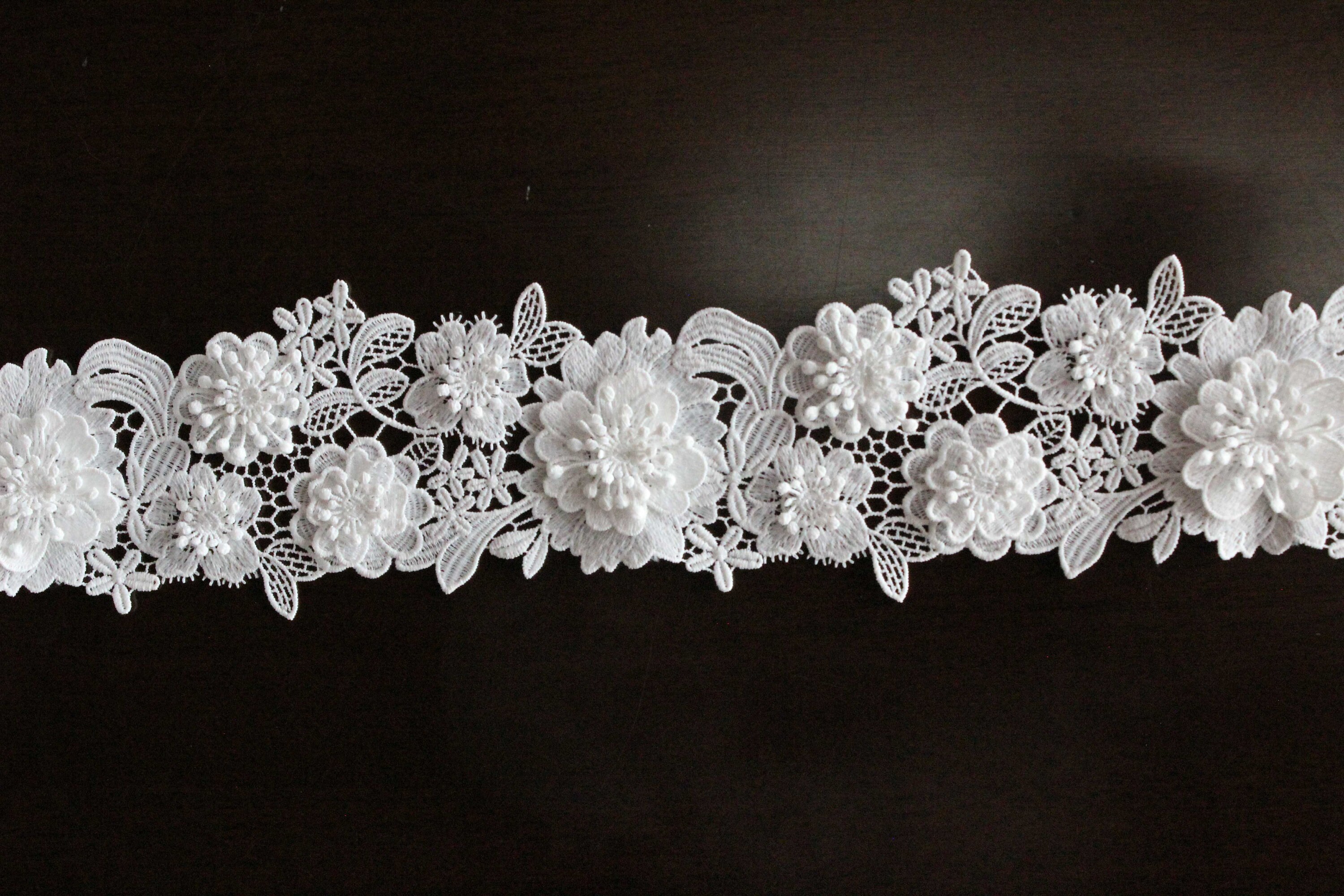 3D lace trim floral lace applique lace fabriclace fabric Etsy