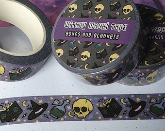 Witchy Washi Tape | Magical witch Pastel Goth decorative tape | Bullet Journal | Spooky Halloween Stationery