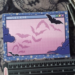 Aesthetic Bats A6 Notepad | Pastel Goth Stationery | starry clouds memo pad | retro PC desk pad