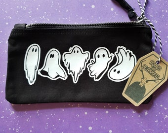 Cute Ghost Pencil Case | Goth Makeup Bag | Halloween stationery | Alternative gift | emo zipper pouch