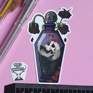 Death potion glossy vinyl sticker | skull in bottle | magical witch | laptop decal | bullet journal