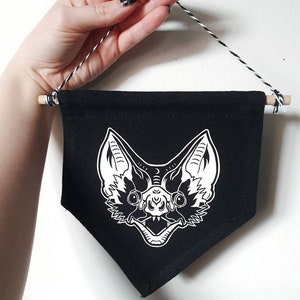 Bat Wall Hanging Canvas Banner | Spooky pin Display | Halloween decoration