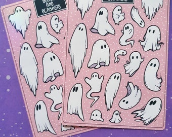 Ghosts Sticker Sheet | Cute Halloween stickers | sheet ghosts planner stickers | Spooky Bullet Journal Stickers | Creepy Cute Art