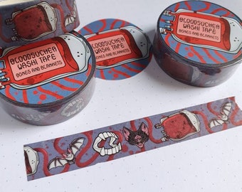 Bloodsucker Vampire bat Washi Tape | Halloween Goth decorative tape | Bullet Journal | Spooky Stationery