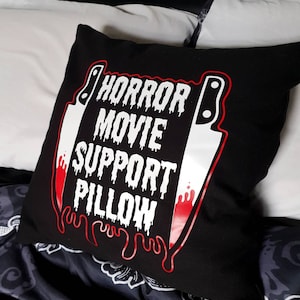 Horror movie support pillow cushion cover | Black gothic home decor | Halloween throw pillow case