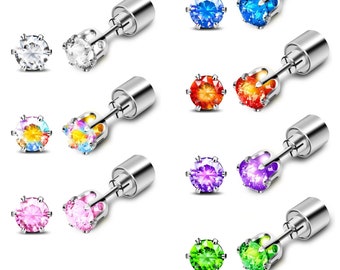 Dazzling Color Stud Earring | Glow Stud Earring | Cubic Zirconia Crown Stud Earring | Party Jewelry | Holiday Ornaments Earring