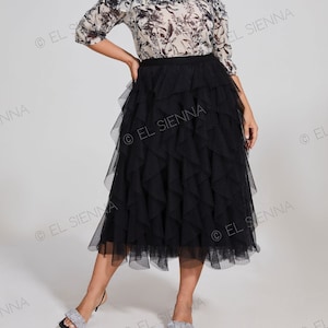 Plus Size Ruffled Midi Tulle Skirt | Plus Size Layered Tulle Skirt | Plus Size Tulle Skirt