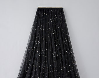 Celestial Tulle Skirt | Star Moon Embellished Tulle Skirt Ballerina Length | Holiday Skirt | Party Skirt