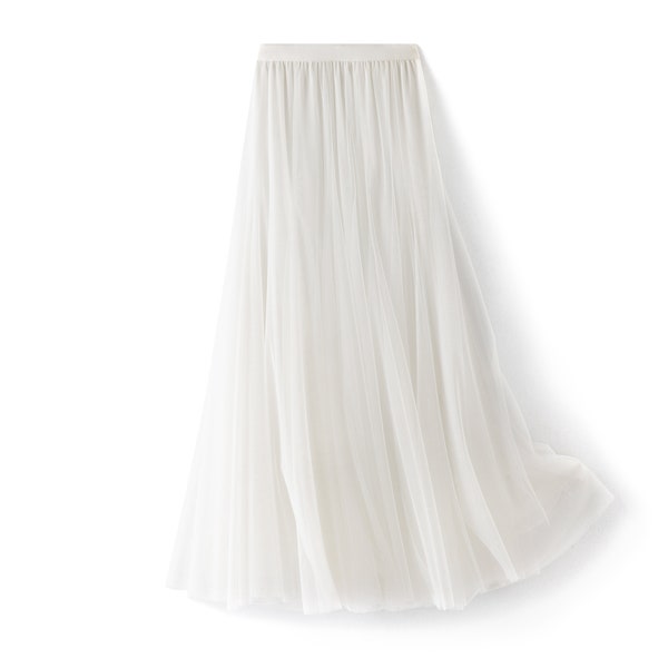 White Maxi Tulle Skirt | Tulle Maxi Skirt | Wedding Skirt