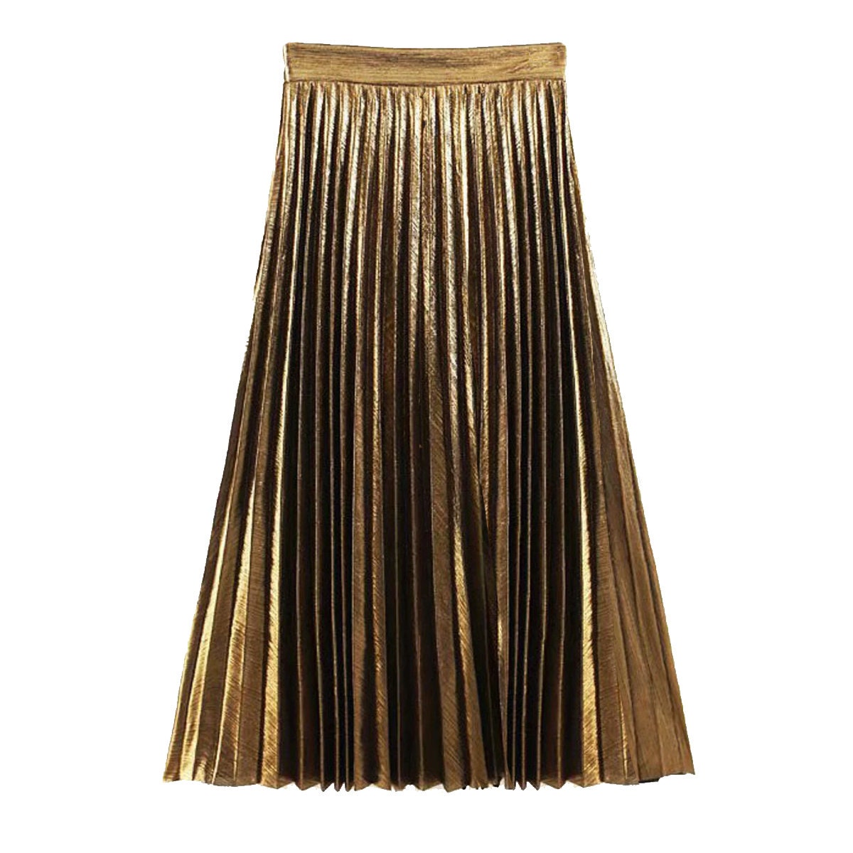 Metallic Gold Pleated Midi Skirt Gold Midi Skirt Metallic - Etsy