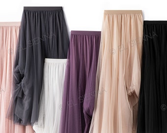 Double Layer Maxi Tulle Skirt | Pleated Maxi Tulle Skirt | Bridesmaid Skirt | Plus Size Tulle Skirt