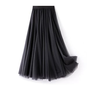 Steel Grey Maxi Tulle Skirt | Plus Size Steel Grey Tulle Maxi Skirt | Bridesmaid Skirt | Plus Size Skirt