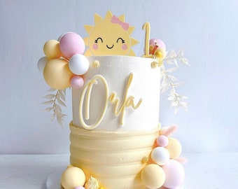 Sunshine acrylic cake topper and name charm set | Personalised cake charm | Acrylic cake charm