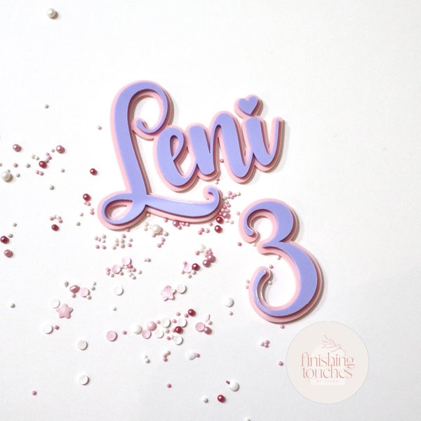 Personalized Acrylic Name & Age Cake Charm Set
