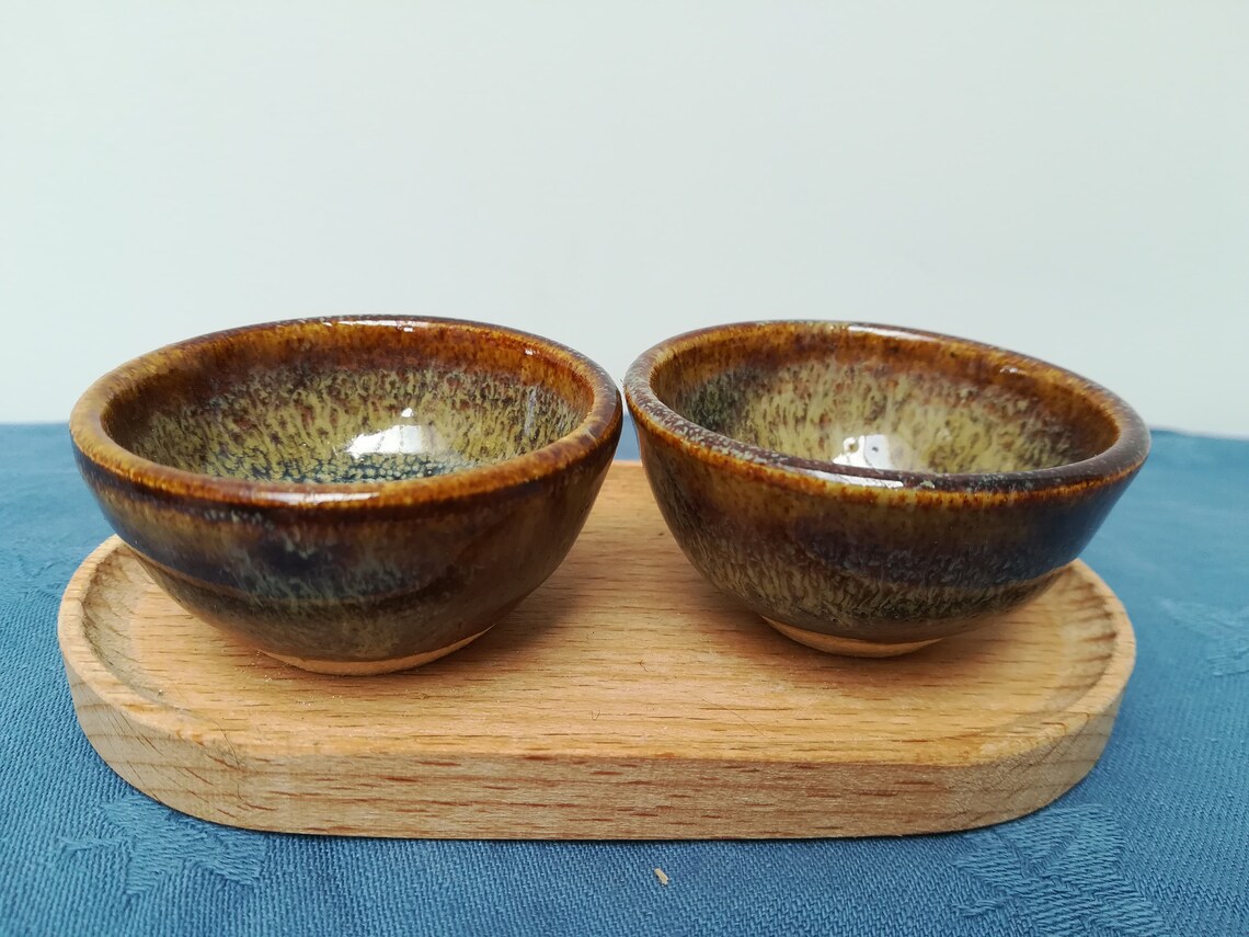 Salt and pepper set hand made dip bowls hand thrown pottery Etsy