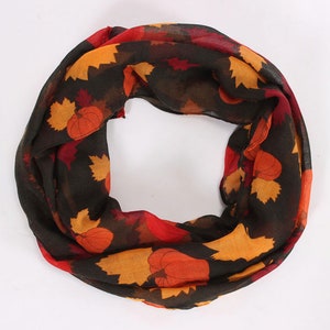 Halloween scarf, Fall accessory, Women's scarf, Infinity scarf, Halloween costume, Festival scarf, Autumn wrap, Tube scarf, Scarf pumpkin image 5