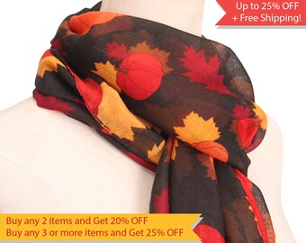 Halloween scarf, Fall accessory, Women's scarf, Infinity scarf, Halloween costume, Festival scarf, Autumn wrap, Tube scarf, Scarf pumpkin