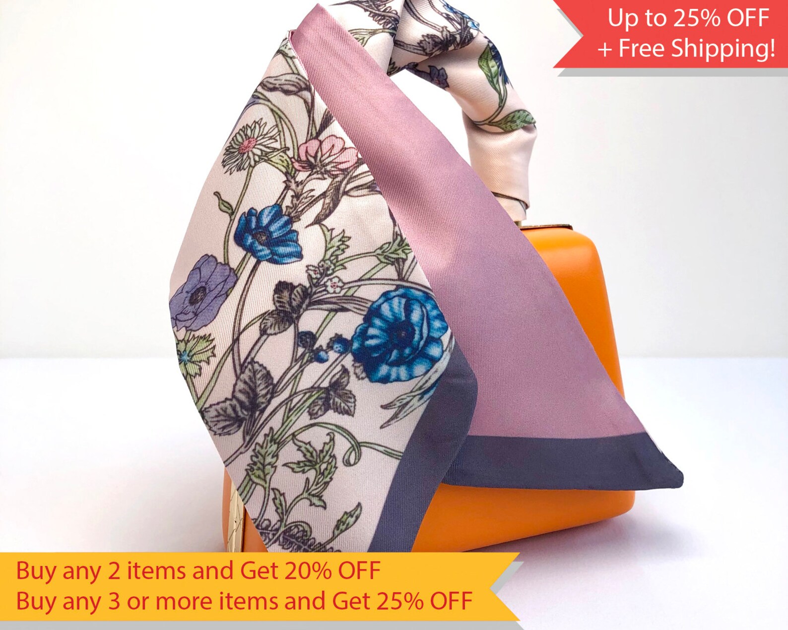 Women's Scarf, Festival Scarf, Silk Feel Scarf, Handbag Scarf, Wedding