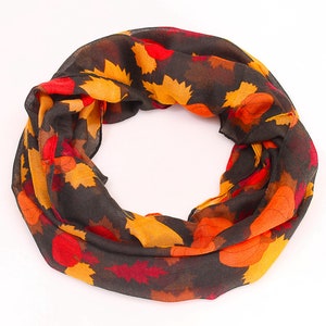 Halloween scarf, Fall accessory, Women's scarf, Infinity scarf, Halloween costume, Festival scarf, Autumn wrap, Tube scarf, Scarf pumpkin image 9