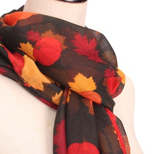 Halloween scarf, Fall accessory, Women's scarf, Infinity scarf, Halloween costume, Festival scarf, Autumn wrap, Tube scarf, Scarf pumpkin image 7