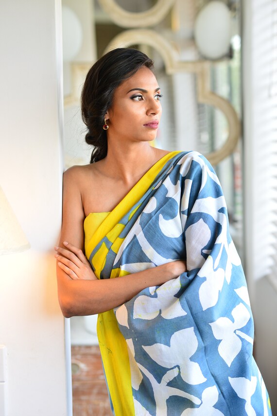 Batik Saree Handmade Sari Evening Wear 
