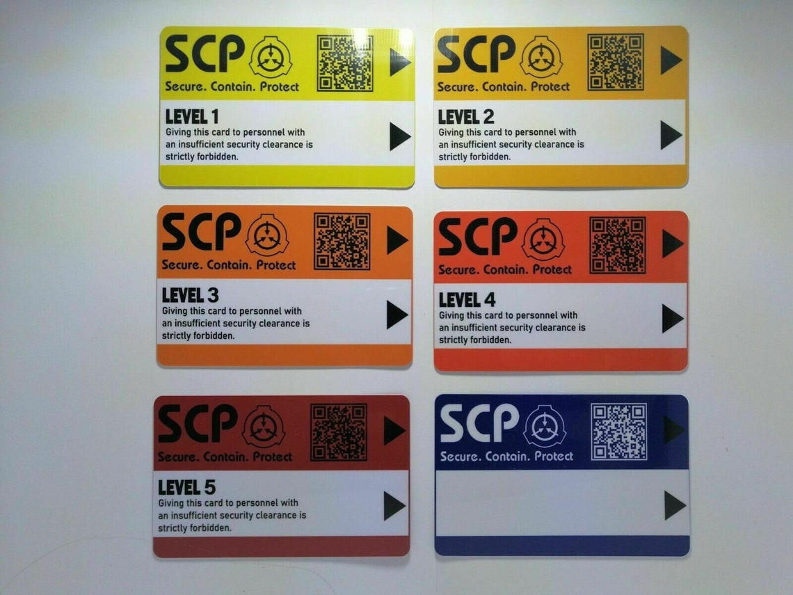 SCP Foundation Keycards 6 pcs PLASTIC CARD electronic pass Etsy