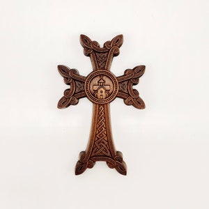 Armenian cross 7.5&quot; heigh Wall carved wood cross , Khachkar Cross, Armenian home decor, Christian crosefix carving engraved, Religious