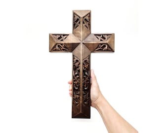 Wooden cross, Wooden wall art cross, carved wooden cross, wall cross, Wooden Cross Religious Home Decor, Crucifix cross, Crucifix wood art