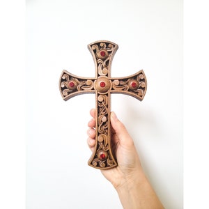 Carved wooden cross, Wall cross, Wooden cross, Maltese Cross, wooden wall art, Wooden Cross Religious Home Decor, Cross decor, Wood art