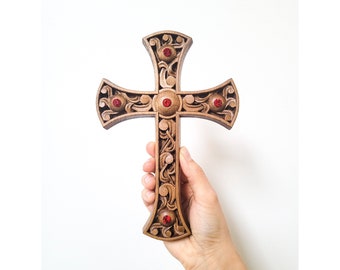 Carved wooden cross, Wall cross, Wooden cross, Maltese Cross, wooden wall art, Wooden Cross Religious Home Decor, Cross decor, Wood art
