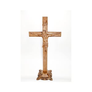 Big crucifix catholic cross 18.5&quot; height, Crucifix Wooden cross, Carved wooden cross, Wooden Crucifix, Jesus Christ, Catholic cross
