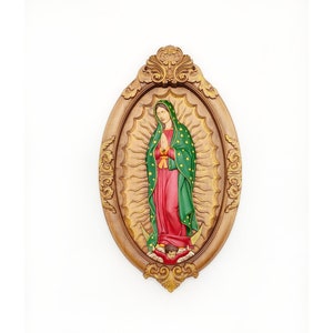Our Lady of Guadalupe, Wood carved Virgin Mary de Guadalupe, Religious catholic icons, Gift ideas for women, Gifts for mom, Wooden Wall art