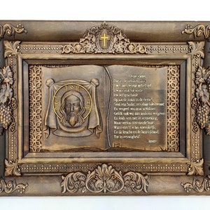 Our Father: The Lord&#39;s Prayer wooden icon on YOUR language, Religious home decor Cristmas gift Baptism present, Religious inspirational sign