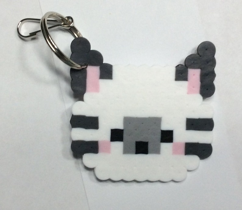 Cat Perler Bead Keychain Etsy