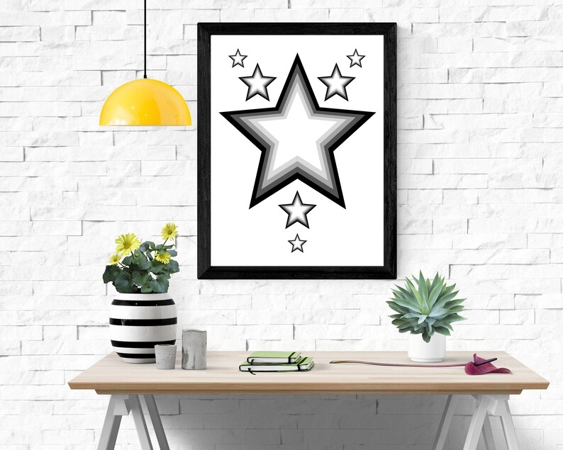 Star Wall Art Star Print Star Printable Star Wall Decor Etsy