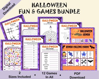 Halloween Games Bundle | Halloween Bingo Game | Halloween Games | Party Games | Halloween Activities | Instant Download | Kids Halloween