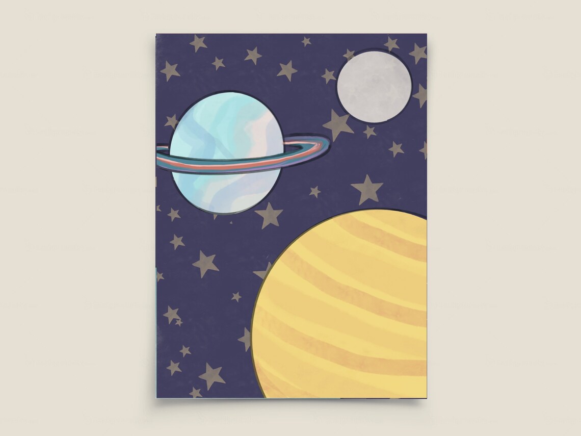 Space Art Nursery Art Astronaut Digital Print Etsy