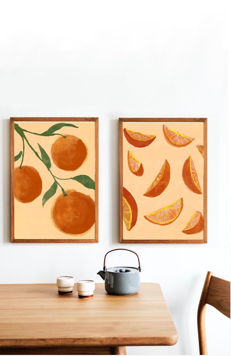 Oranges Wall Art Cute Fruit Print Fresh Oranges Art Kitchen Etsy