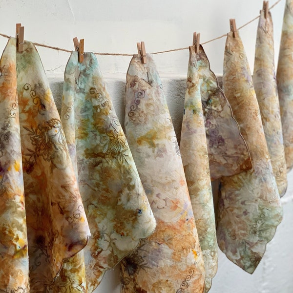 Hand-dyed Vintage Linen Embroidery Doilies