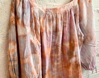 Women's Hand-dyed Furbished Long Sleeve Tunic Top