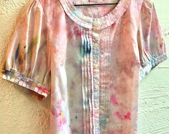 Women's Hand-dyed Furbished Pleated Top