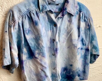 Women's Hand-dyed Upcycled Tie Front Shirt