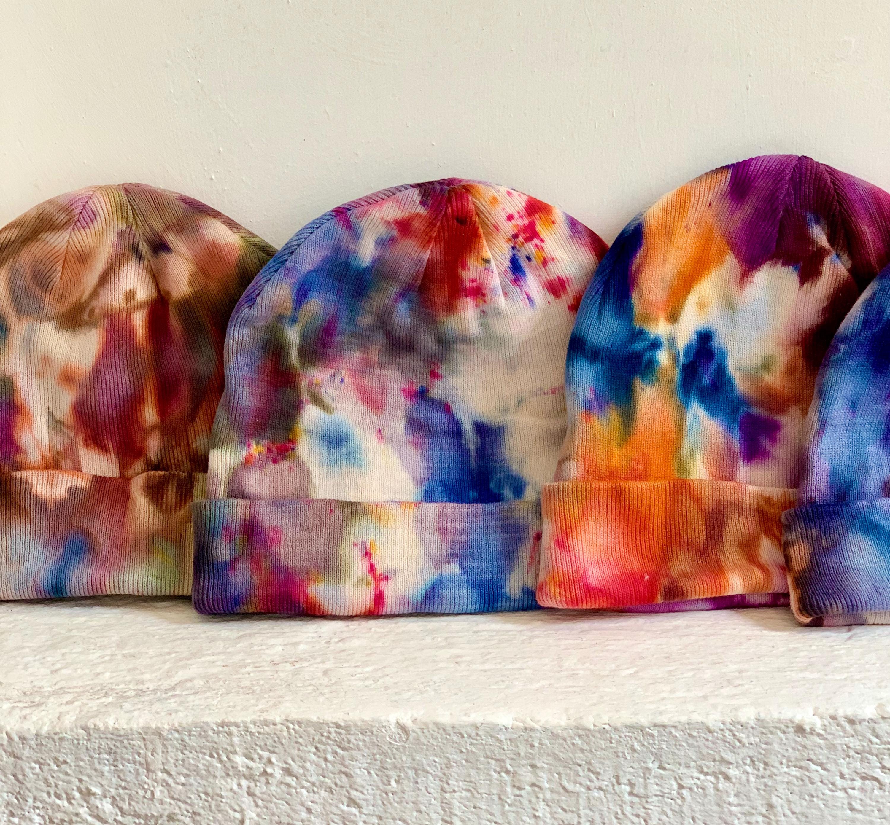 Deep Purple Tie-Dye 100% Cashmere Beanie Beanies. TIE-DYE. 30 colour choices! - Eco Threads main image 4