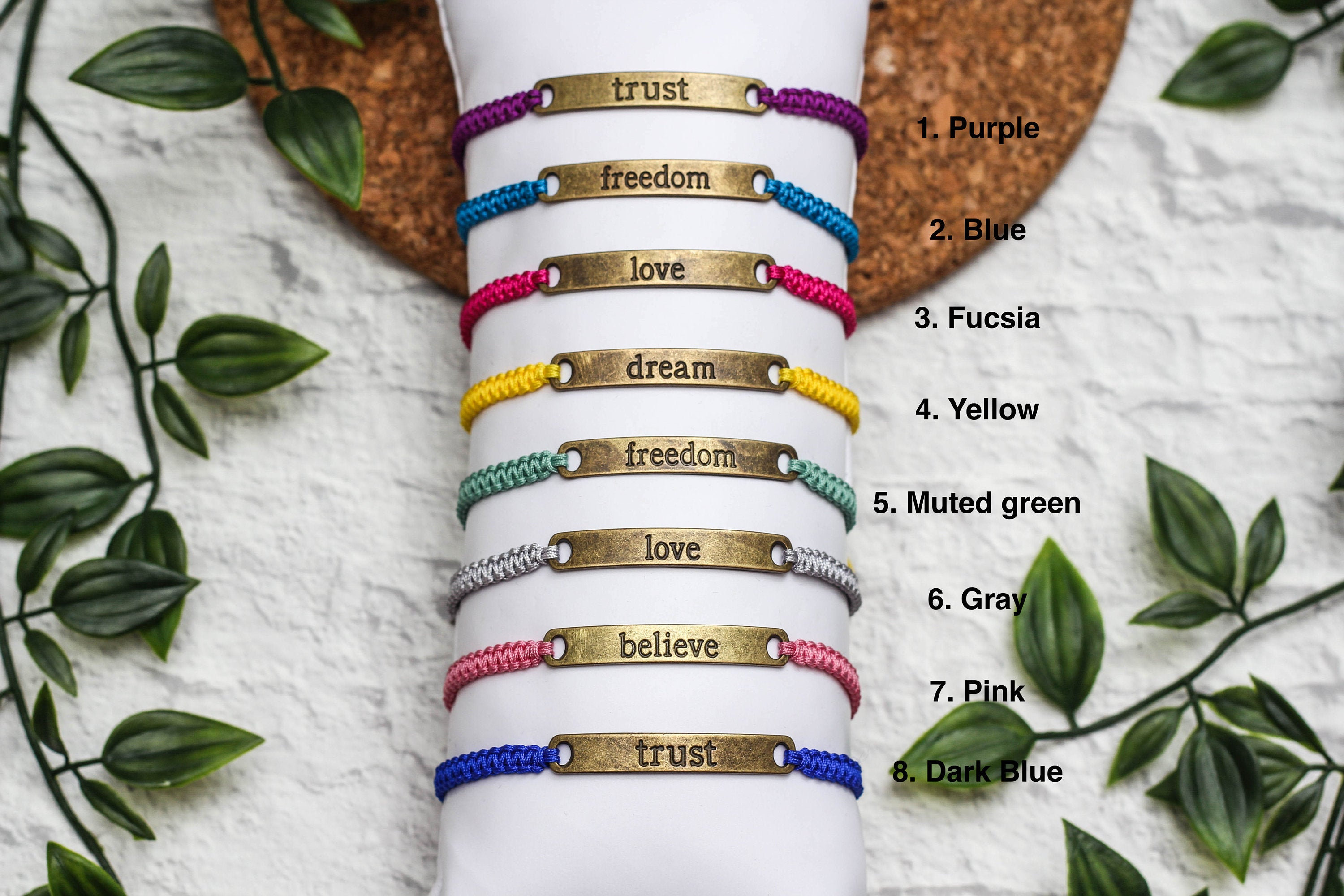 Affirmation Words Stackable Bracelets / Word Charm Bracelets / Etsy