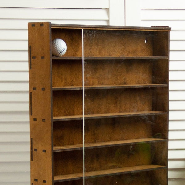 Wood Cabinet with Glass Doors, Wood Cabinet with Shelves, Glass Display Case with Wood Base, Glass Display Case for Collectibles