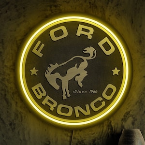 Ford Bronco neon sign, Ford Bronco led sign, Ford Bronco logo, Ford Bronco gift, Ford neon, Garage neon sign, Ford Bronco decor, Ford decor