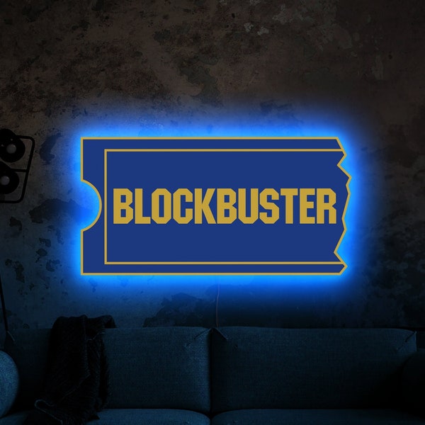 Enseigne au néon Blockbuster, Enseigne lumineuse Blockbuster, Enseigne LED Blockbuster, Enseigne Home cinéma, Cadeau Blockbuster, Art Blockbuster, Décoration Blockbuster