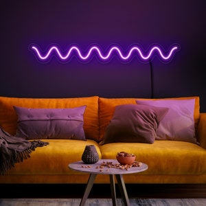 Wave neon sign, Squiggle neon sign, Wave light sign, Wave led light, Abstract neon wall art, Squiggle line lighted, Geometric neon sign