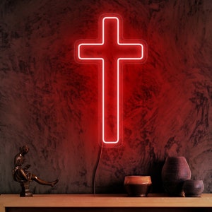 Cross neon sign, Cross led sign, Christian neon sign, Cross light sign, Religious neon sign, Christian gift, Christian cross wall art decor